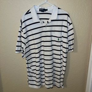 White / Blue Striped Polo Ralph Lauren Shirt (Mens XXL)